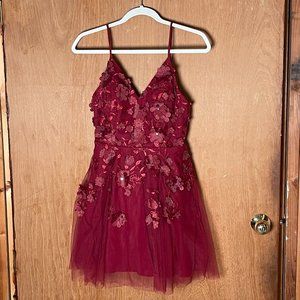 Teeze-Me Floral, Party, Fancy Dress, Size 3/4 in Maroon